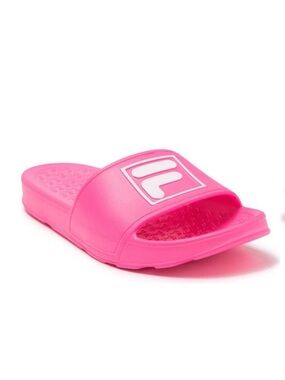 Fila Big Box Logo Slides Sandals Neon Pink Size 9